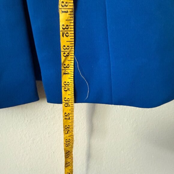 Vintage Retro Blue Long-Sleeve Dress / Jacket By Korean Dress Maker Size M - Picture 9 of 10